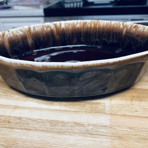 Vintage McCoy Pottery Brown Drip Casserole Dish 9" x 6" x 2.5" #707D - Picture 3 of 9